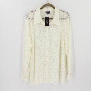 City Chic Lace Shirt Size 18 Ivory Button up